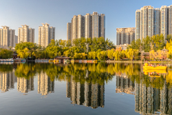 冬天的中国陕西省西安市兴庆宫公园风景