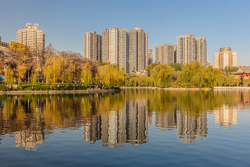 冬天的中国陕西西安兴庆宫公园景观风景